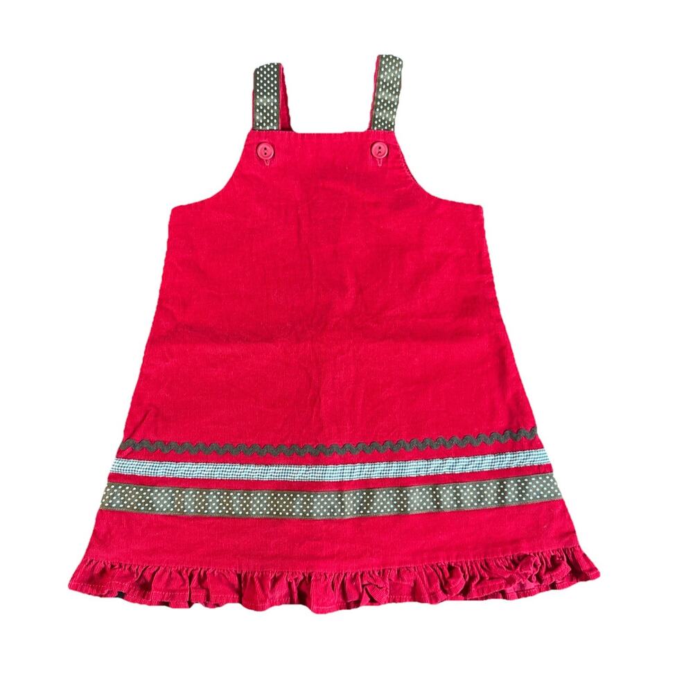Funtasia! Too Red Corduroy Jumper Dress USA Girls Sz 3T‎ 100% Cotton Retro